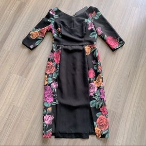 Black Halo Prism Rose Slitpanel Dress